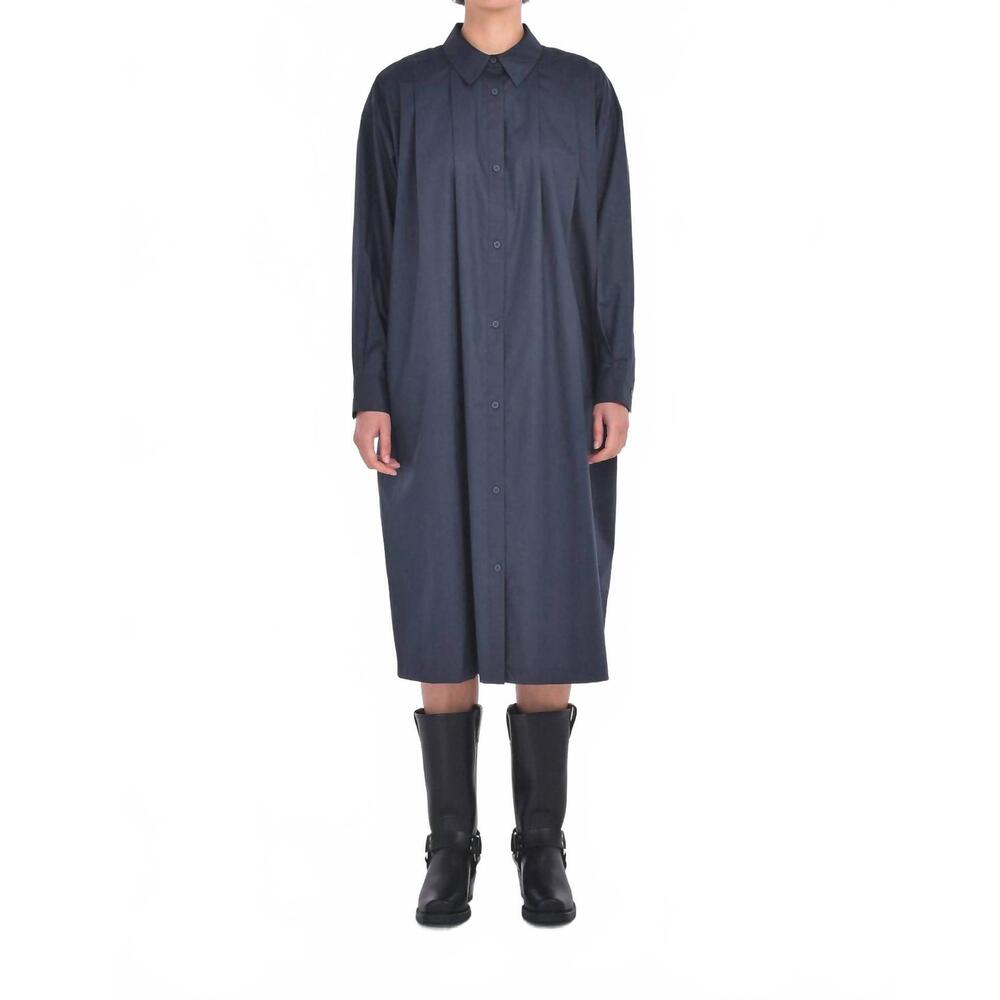 NEW PAPER LABEL miko shirt midi dress in midnight blue
